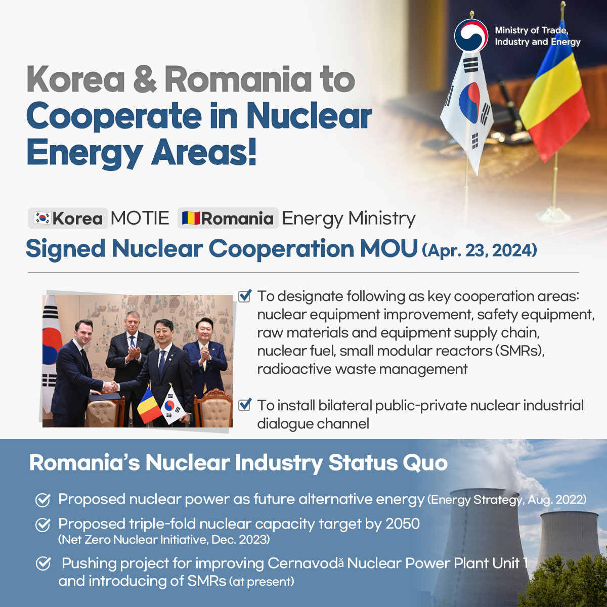 Korea and Romania sign nuclear cooperation MOU