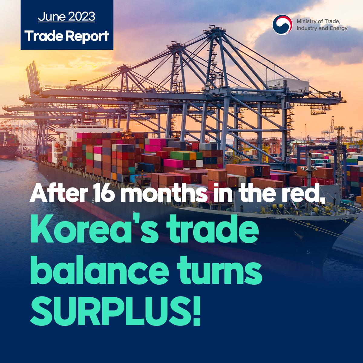 Korea's trade balance turns surplus in June!
