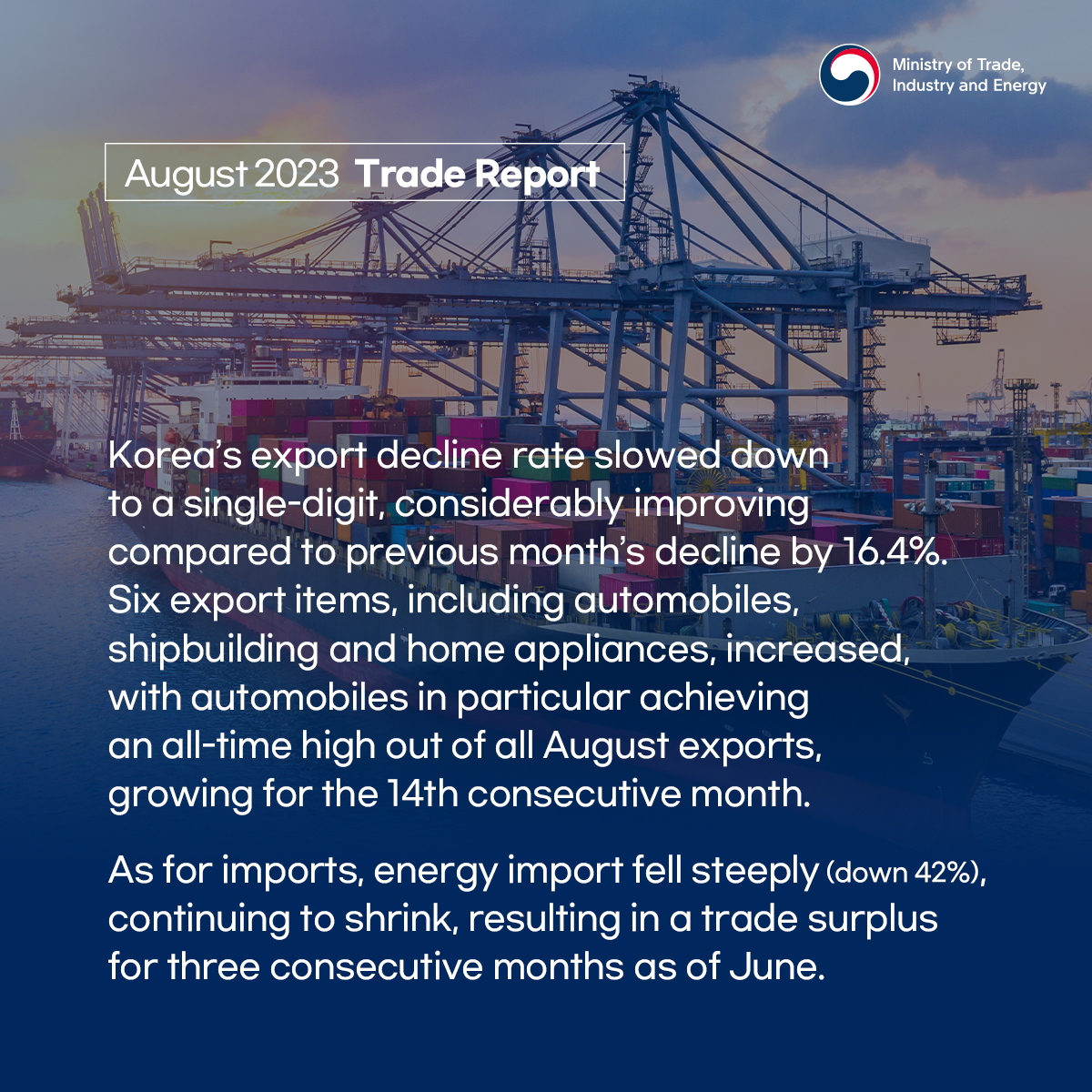 Korea records trade surplus for 3rd consecutive month Image 1